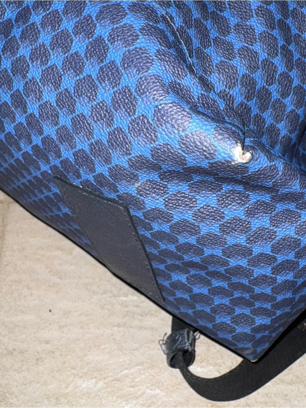 Verona Unisex Blue Patterned Backpack leather